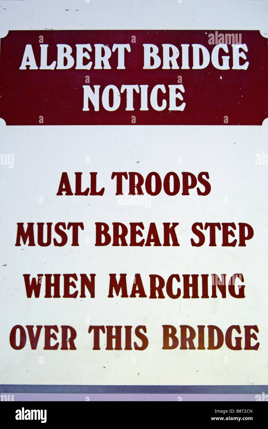 notice on albert bridge, chelsea, london, england, instructing troops ...