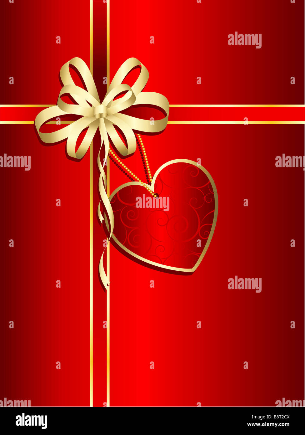 Valentines gift with heart shaped label Stock Photo