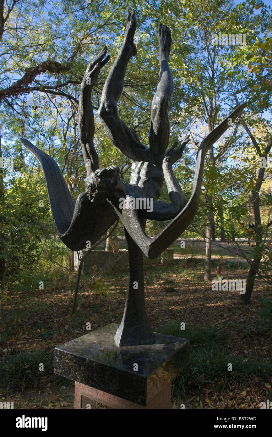 Icarus Statue at the Umlauf Sculpture Garden in Austin Texas Stock Photo