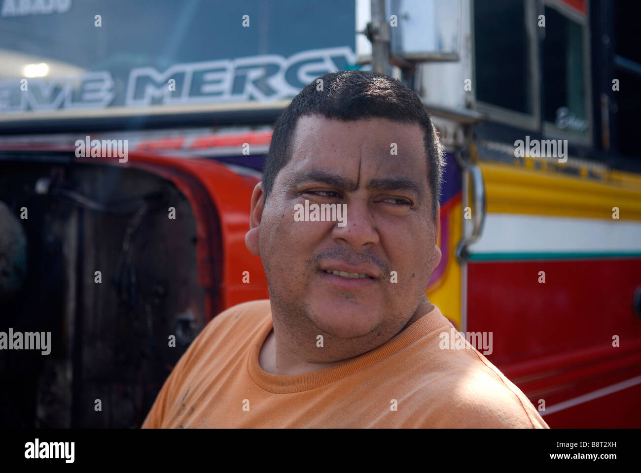 Rolando Gonzalez is one of Panama City's most famous bus painters Stock