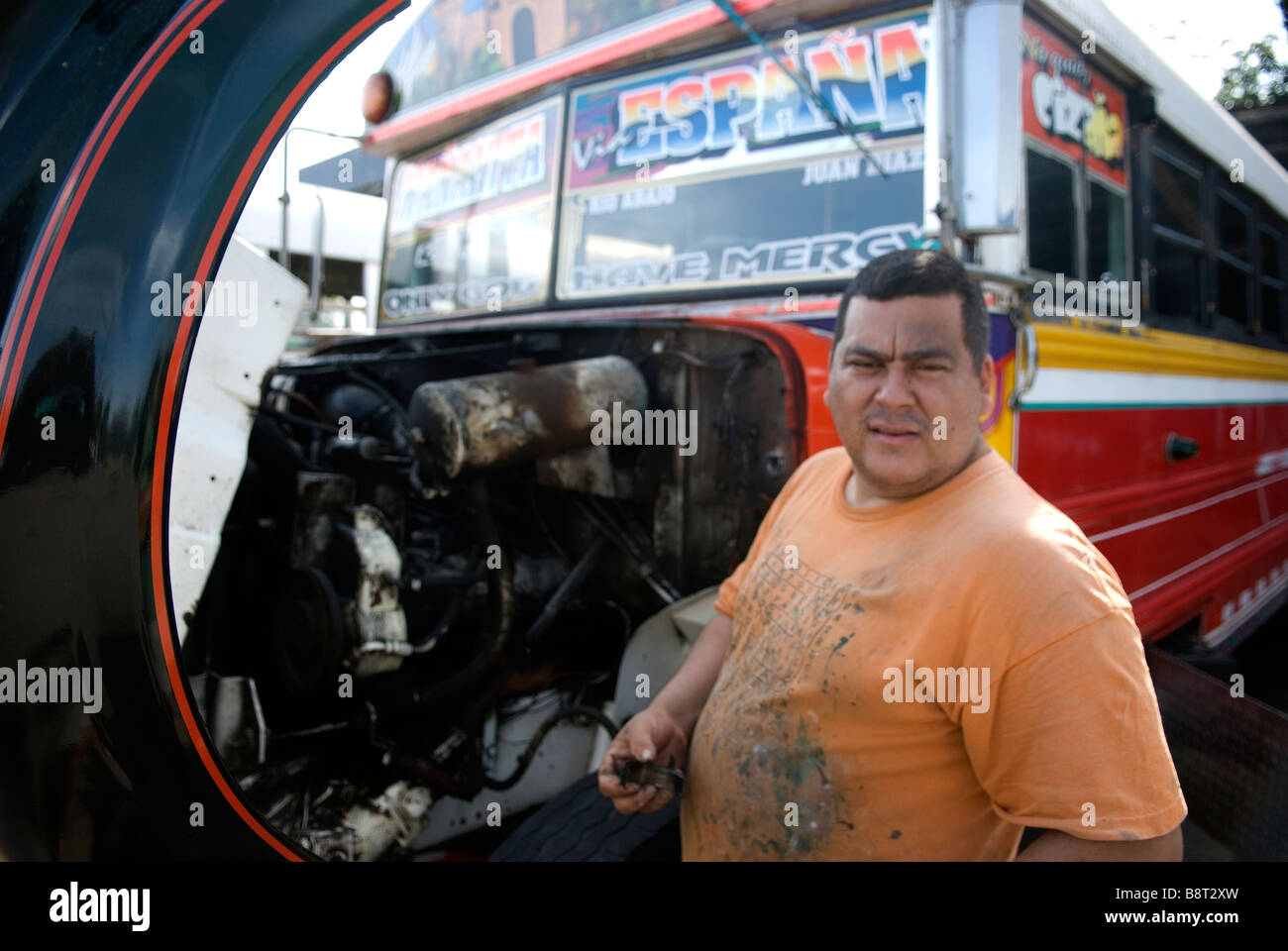 Rolando Gonzalez is one of Panama City's most famous bus painters Stock