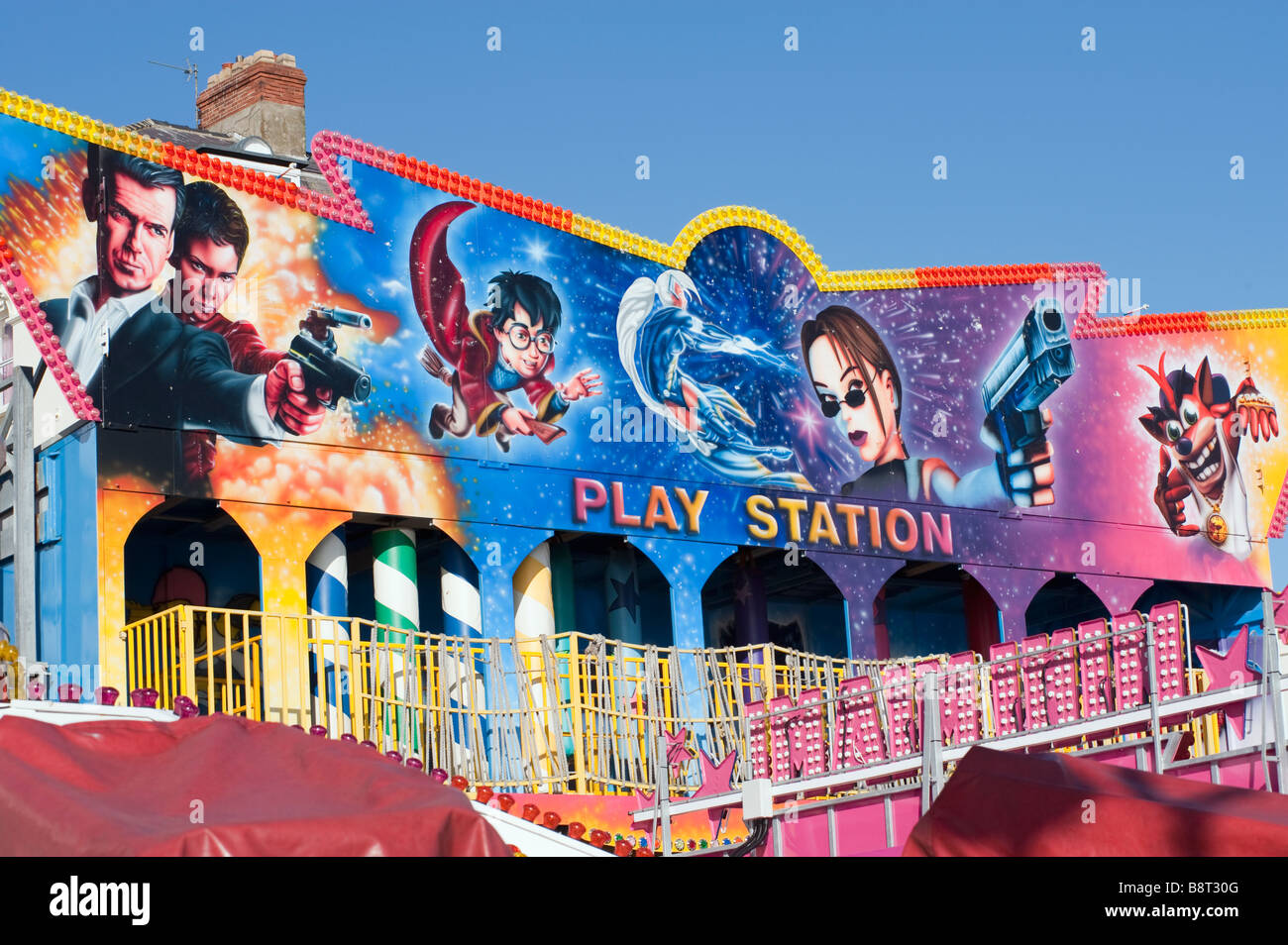 Fairground ride colorful frontage Stock Photo
