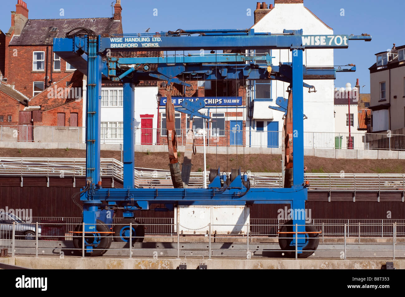Boat hoist on Bridlington Harbor "East Riding", Yorkshire, England