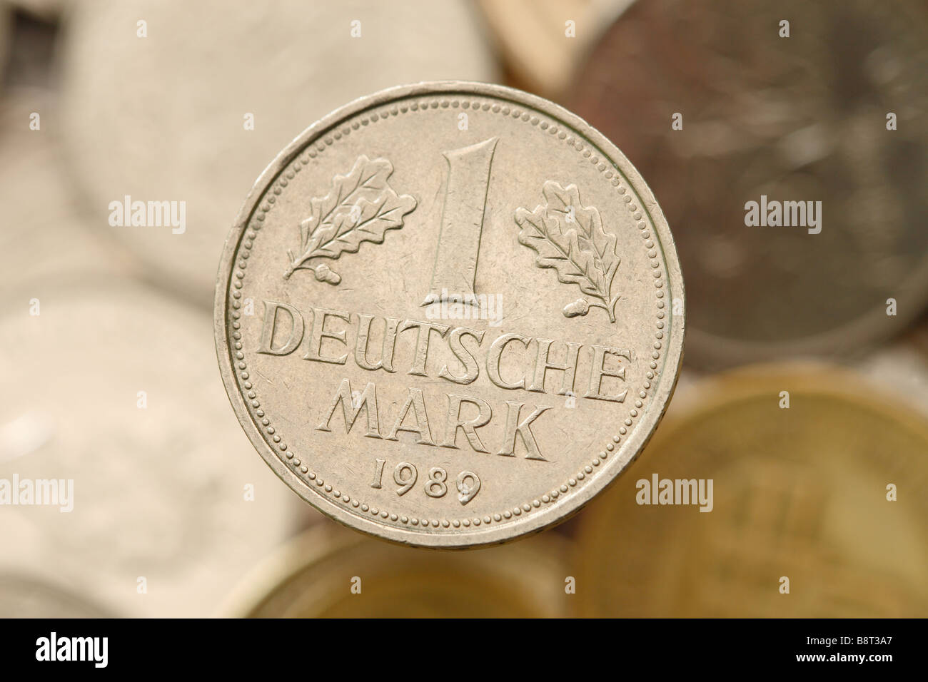 German 1 Deutsche Mark coin money cash former currency of Germany Stock Photo