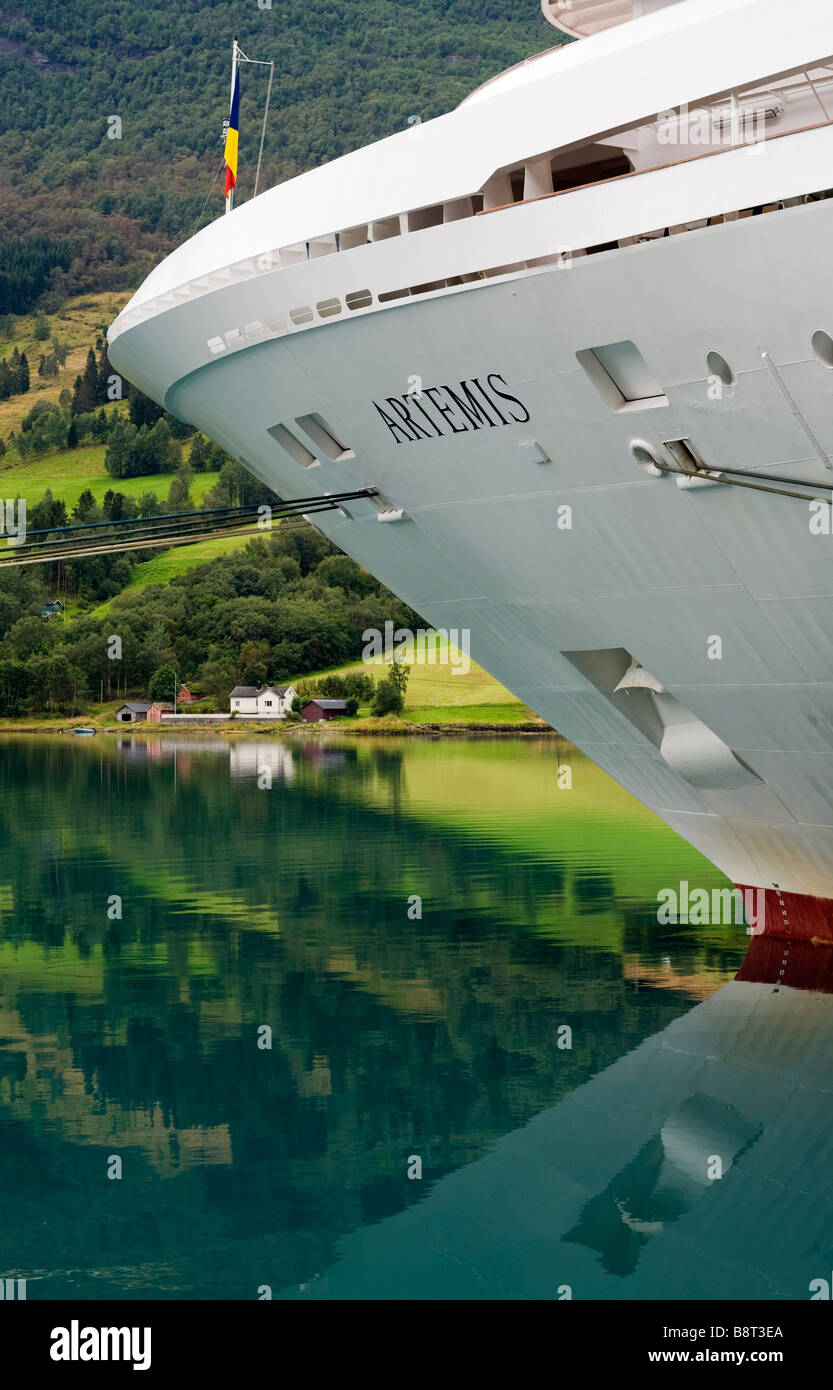 P&O cruise ship Artemis berthed in Olden, Norway Stock Photo