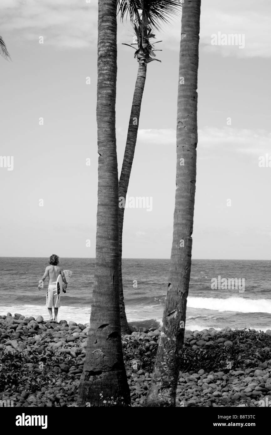 Comoros, Anjouan, west coast, surfer. Stock Photo