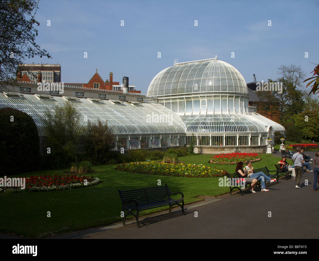 The Palm House in the Botanic Gardens in Belfast Northern Ireland Stock Photo