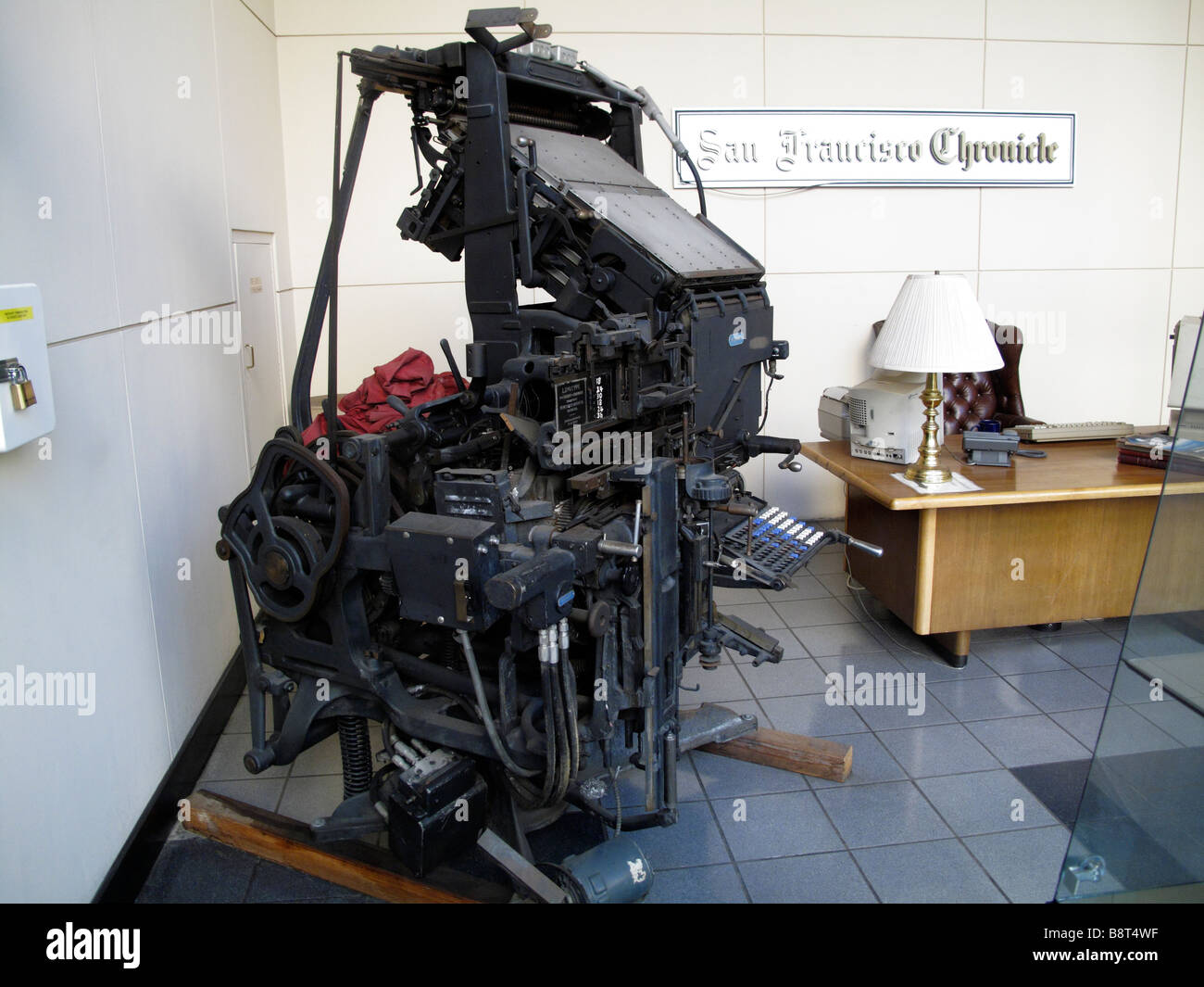 Linotype machine in San Francisco Chronicle building in San Francisco California USA Stock Photo