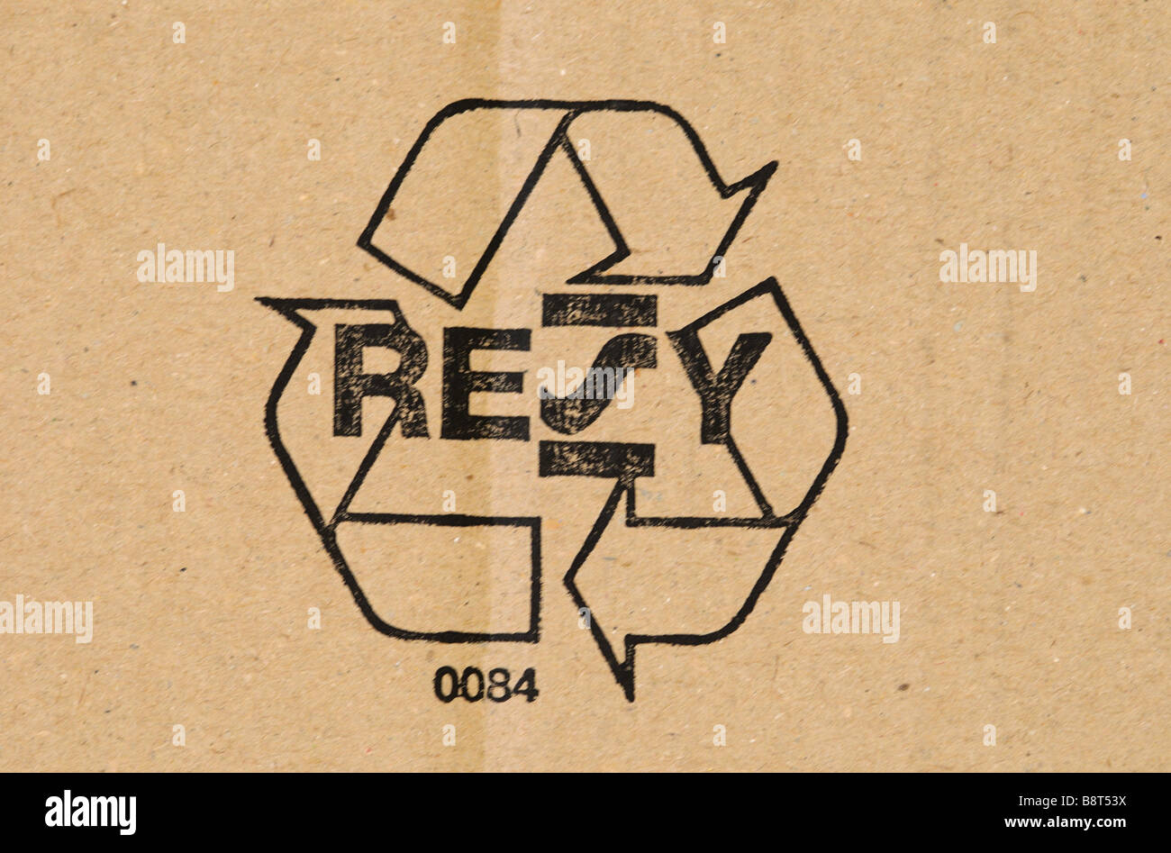 German recycling logo on cardboard Stock Photo Alamy