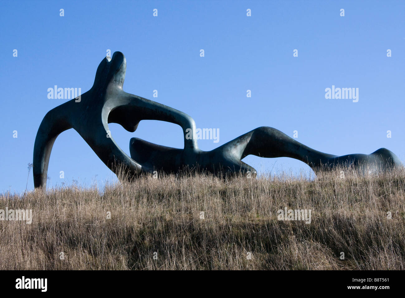 henry moore statue from public footpath near perry green hertfordshire england uk gb Stock Photo