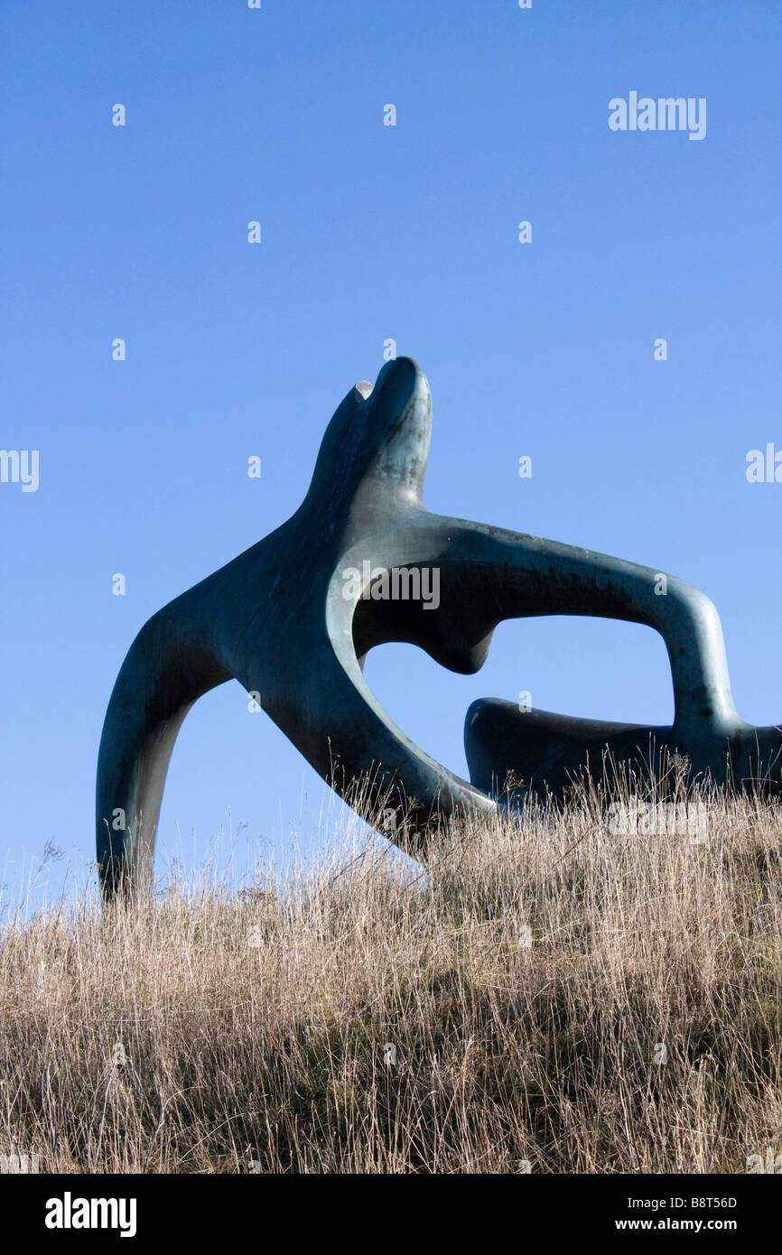 henry moore statue from public footpath near perry green hertfordshire england uk gb Stock Photo