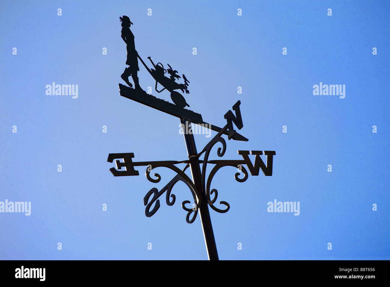 Direction East North South Weather vane West Woman Stock Photo