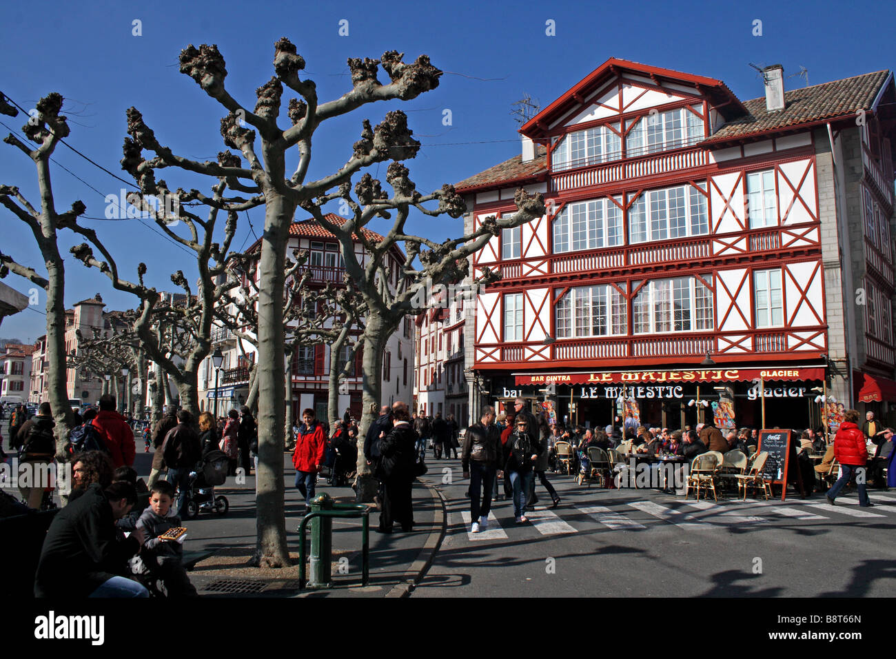 People visiting the Place Louis XIV in SaintJeandeLuz, in the Pays