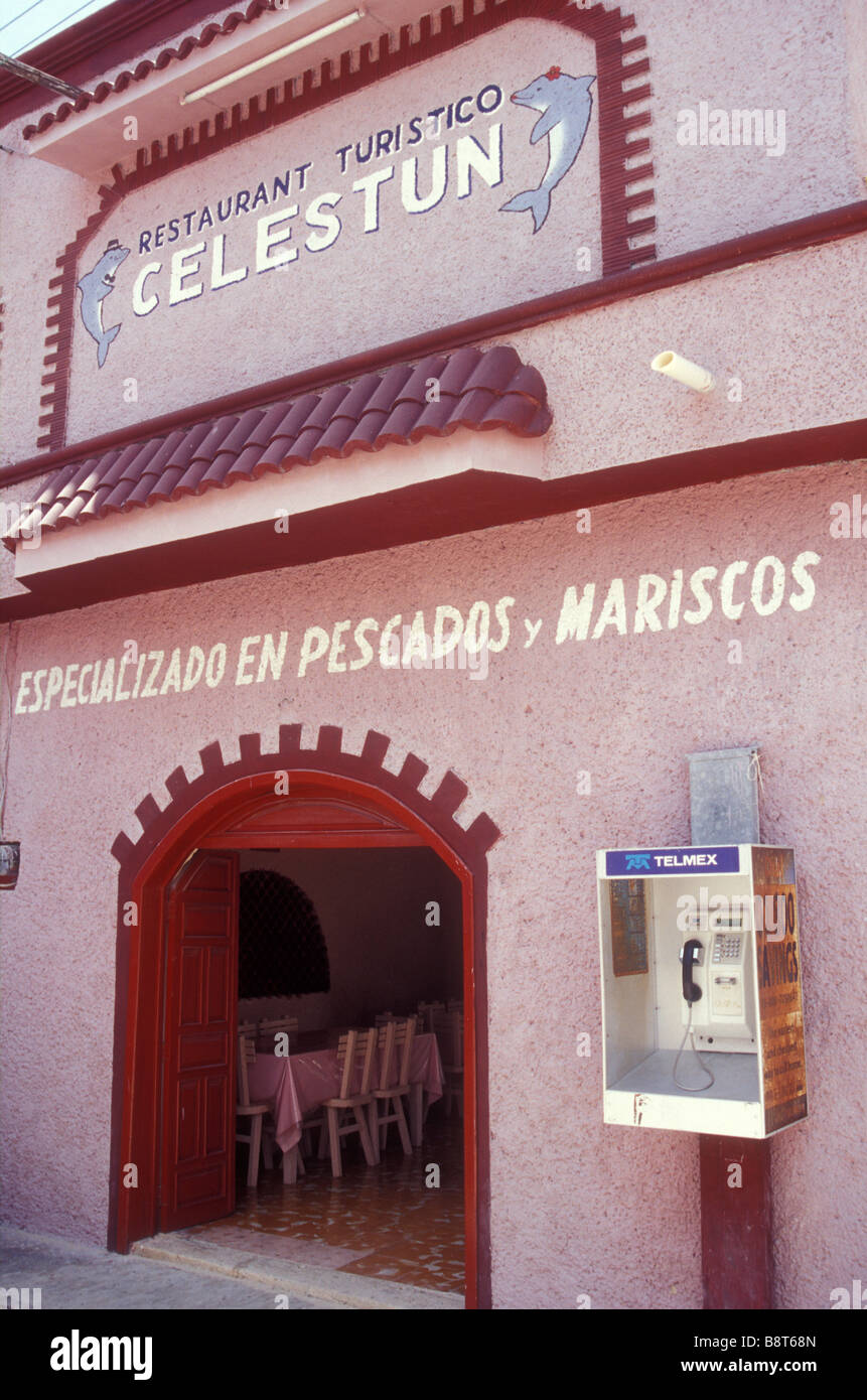 Seafood restaurant in Celestun, Yucatan, Mexico Stock Photo