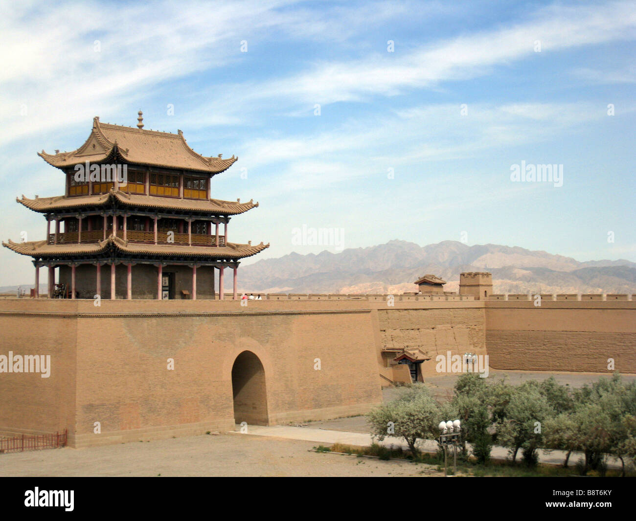West end of the Great Wall of China, Jiayuguan Pass, China Stock Photo