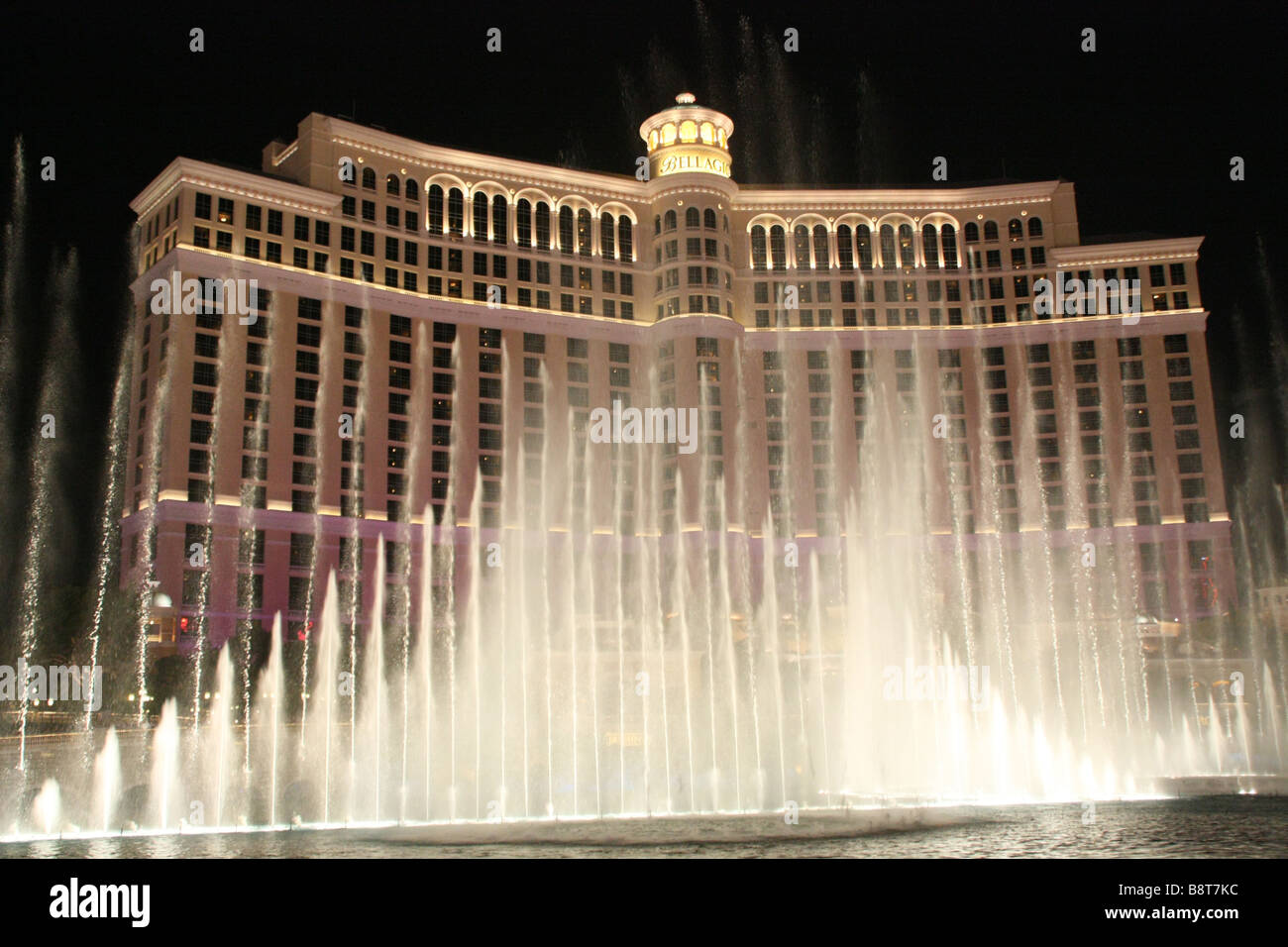 The Fountains at Bellagio, night-time view Stock Photo