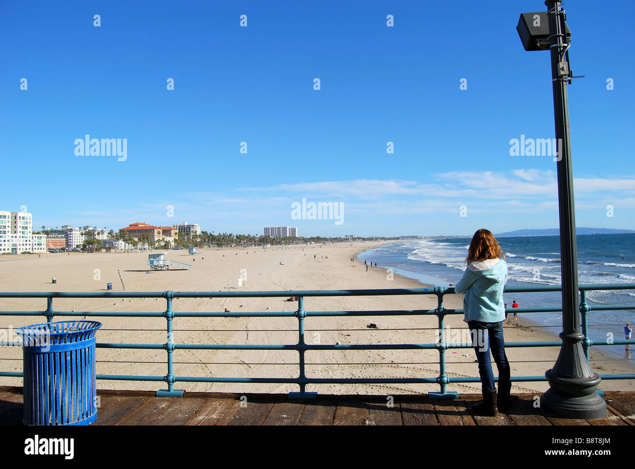 Santa Monica Beach, Santa Monica Pier, Santa Monica, Los Angeles, California, United States of America Stock Photo