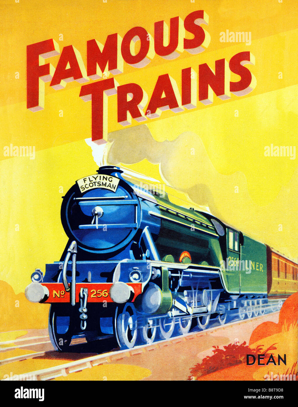 Famous Trains Flying Scotsman 1937 cover of an illustrated childrens book with the famous London to Glasgow express Stock Photo