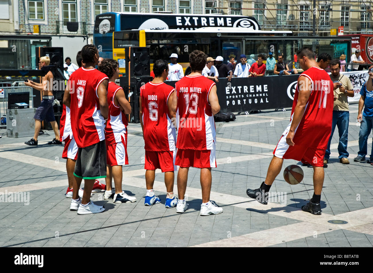 Famous Portuguese Basketball players being photographed in Rossio