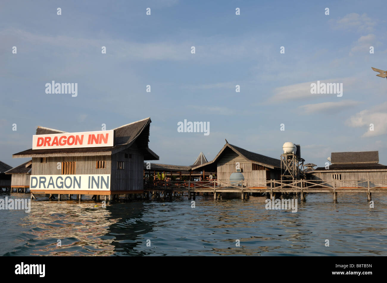 Dragon Inn wooden hotel on stilts Semporna Sabah Malaysia Borneo South ...