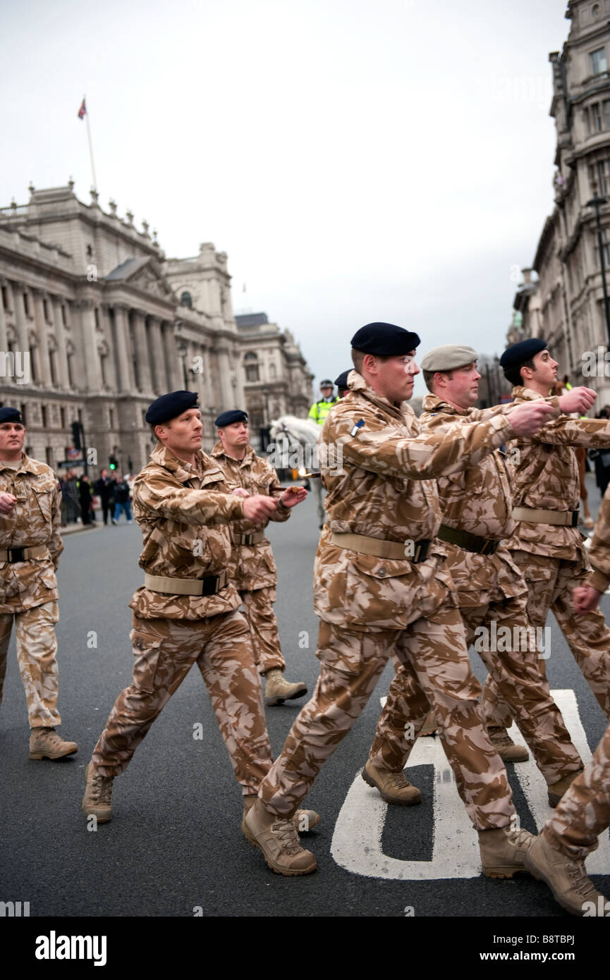 British Soldiers, recently returned from service in Iraq, parade through central London Stock Photo