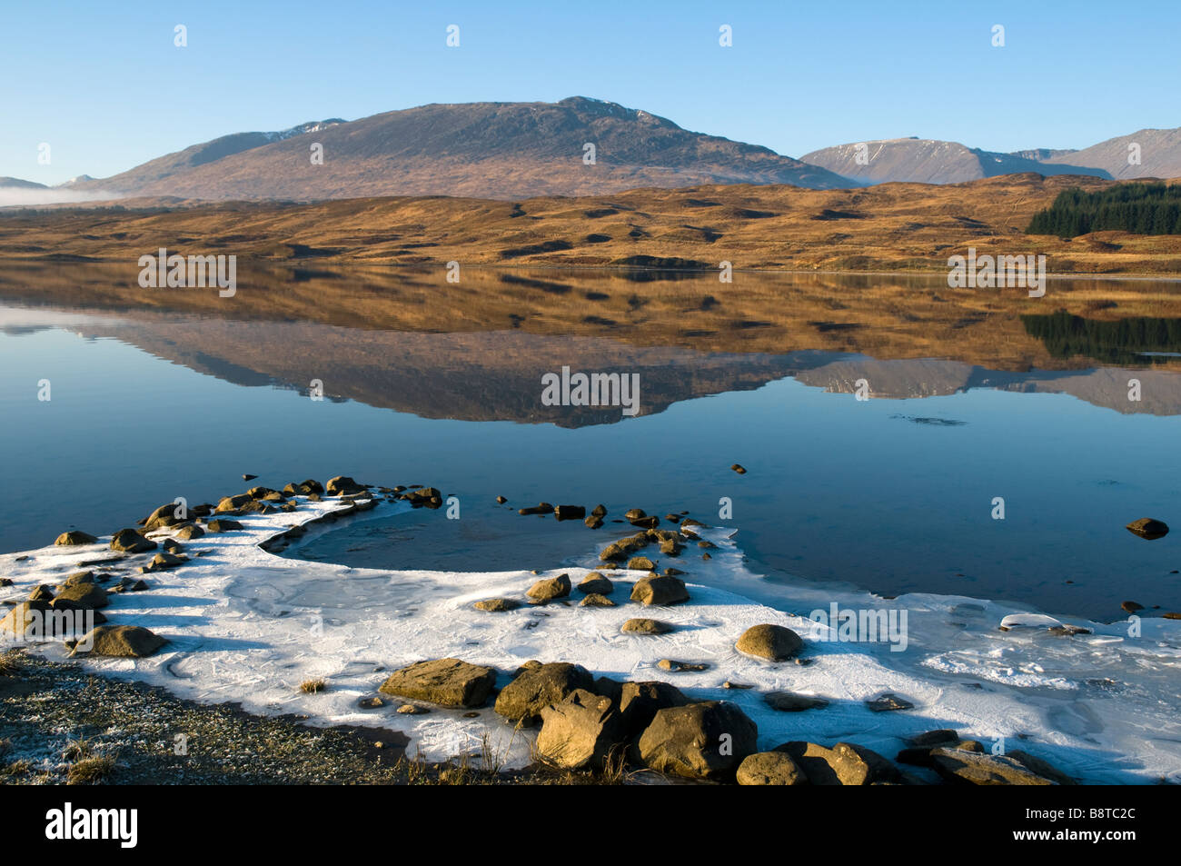 The Blackmount range over Loch Tulla, Loch Tulla, Highland Region, Scotland, UK Stock Photo