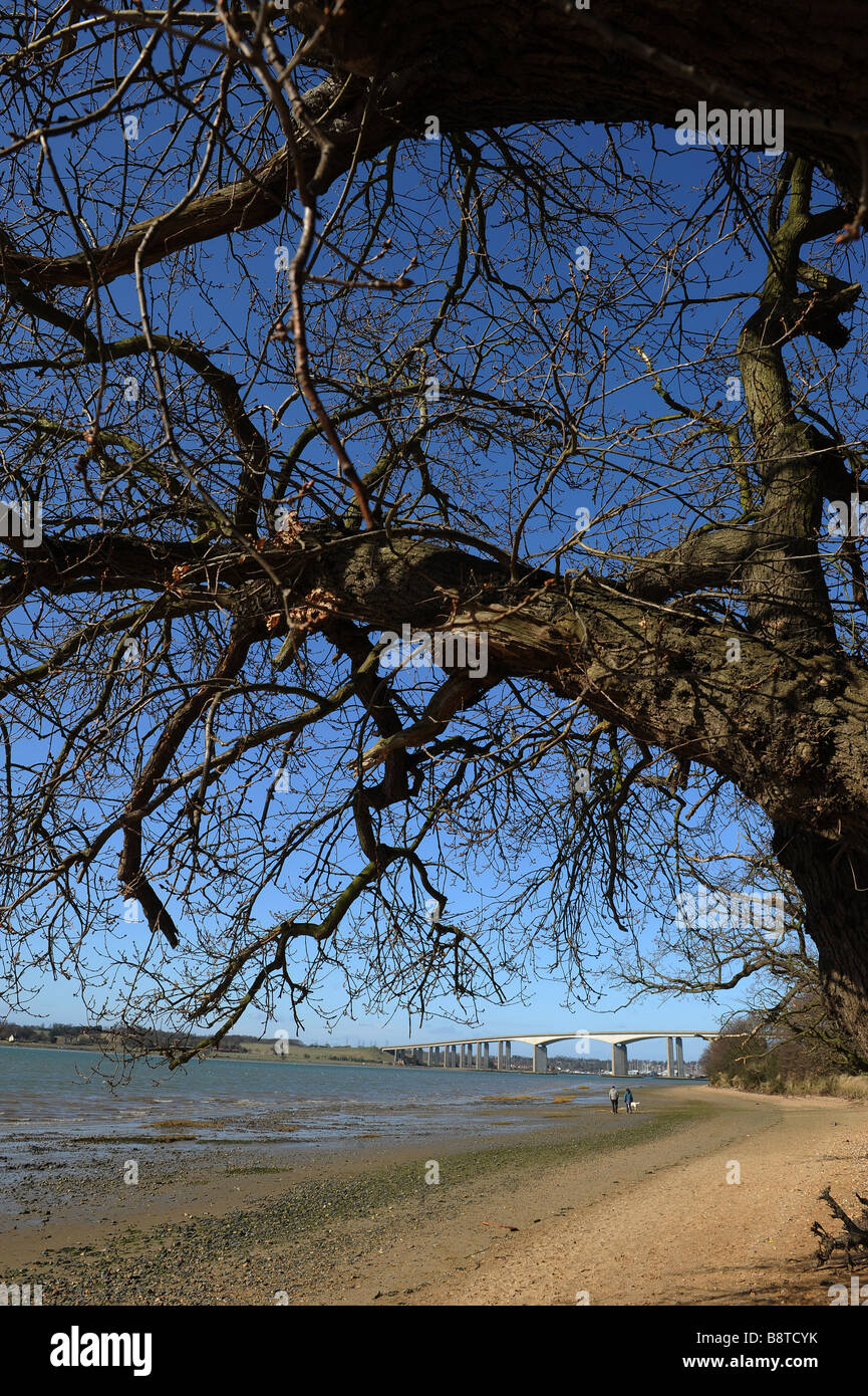 The Orwell Bridge over the river Orwell in Ipswich Suffolk Stock Photo
