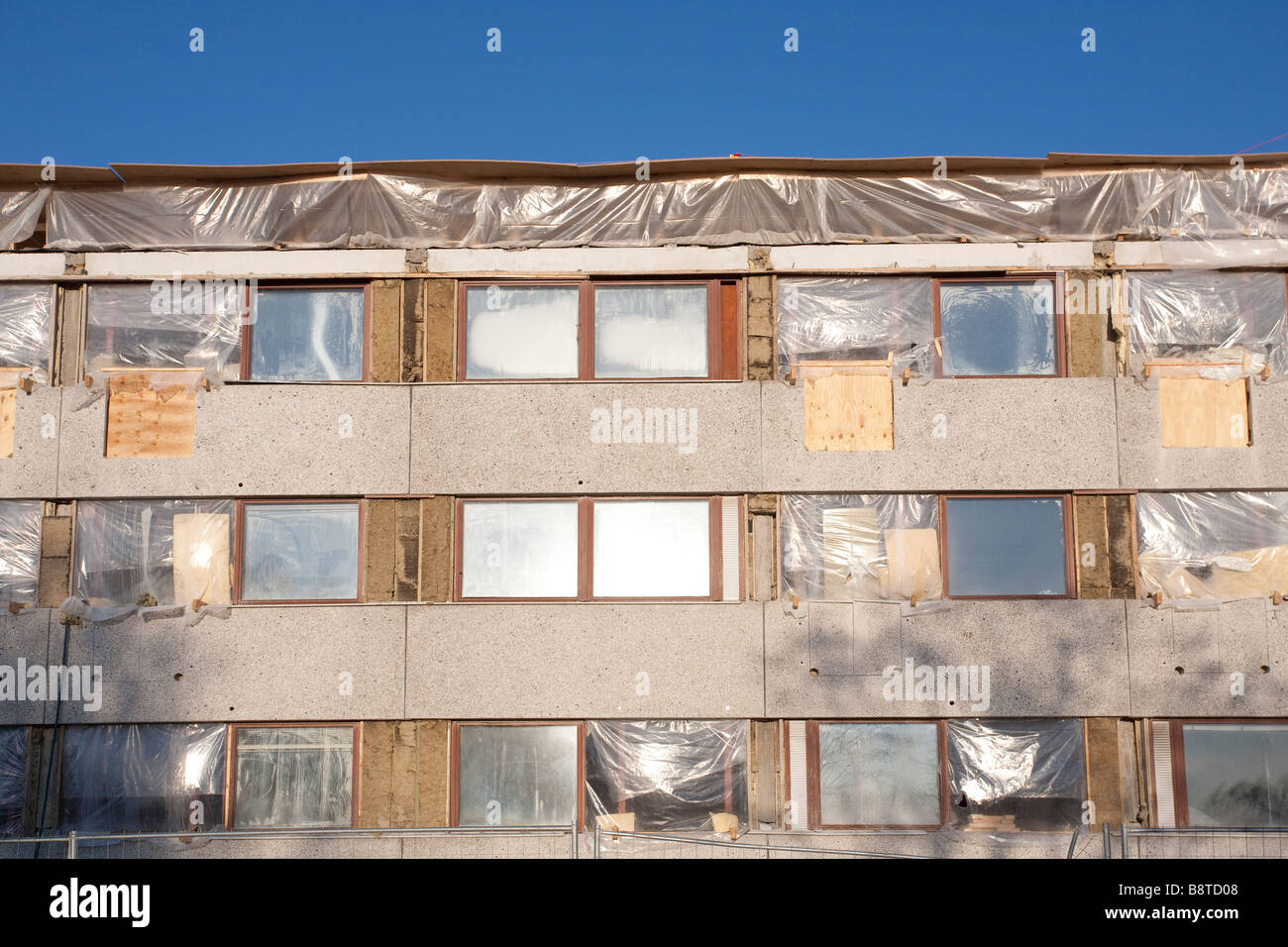 Facade of a renovated block of flats , Finland Stock Photo