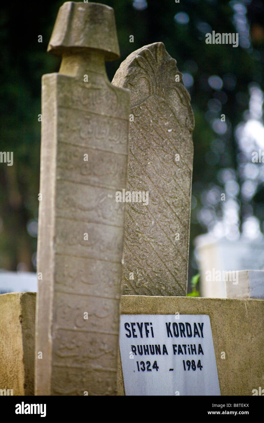 Muslim graves and tombstones in the cemetery of Eyup, Istanbul. Stock Photo