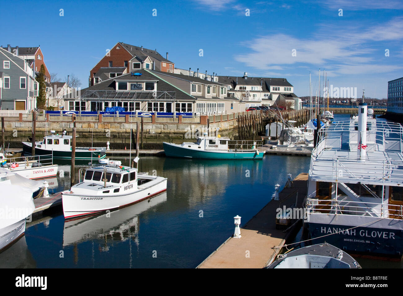 Pickering Wharf on the waterfront in historic Salem, Massachusetts Stock Photo