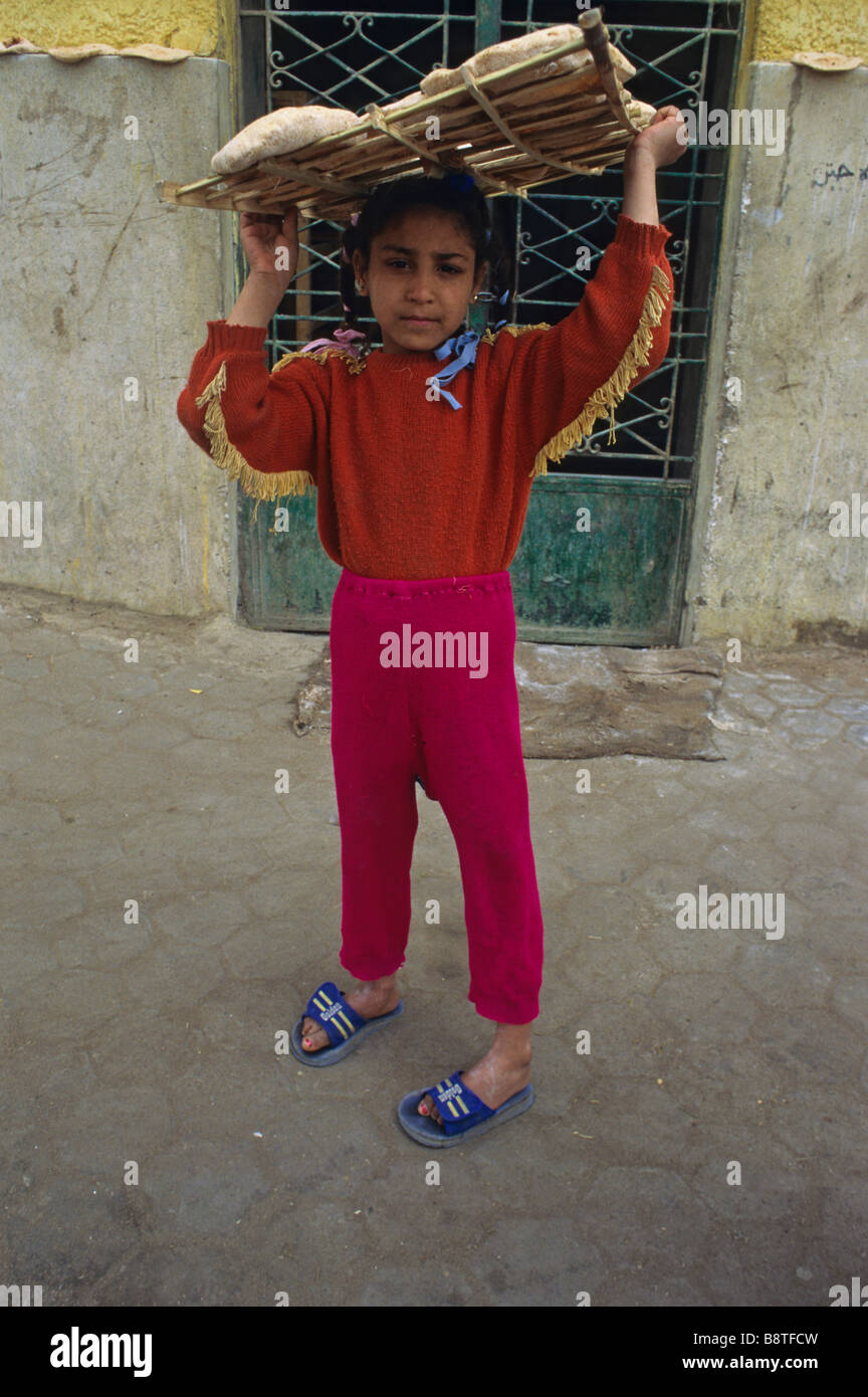 Child with bread  Cairo Egypt Stock Photo