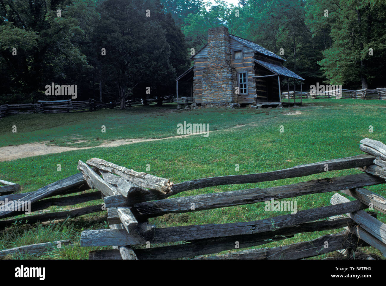 John Oliver Cabin in Great Smoky Mountains Stock Photo
