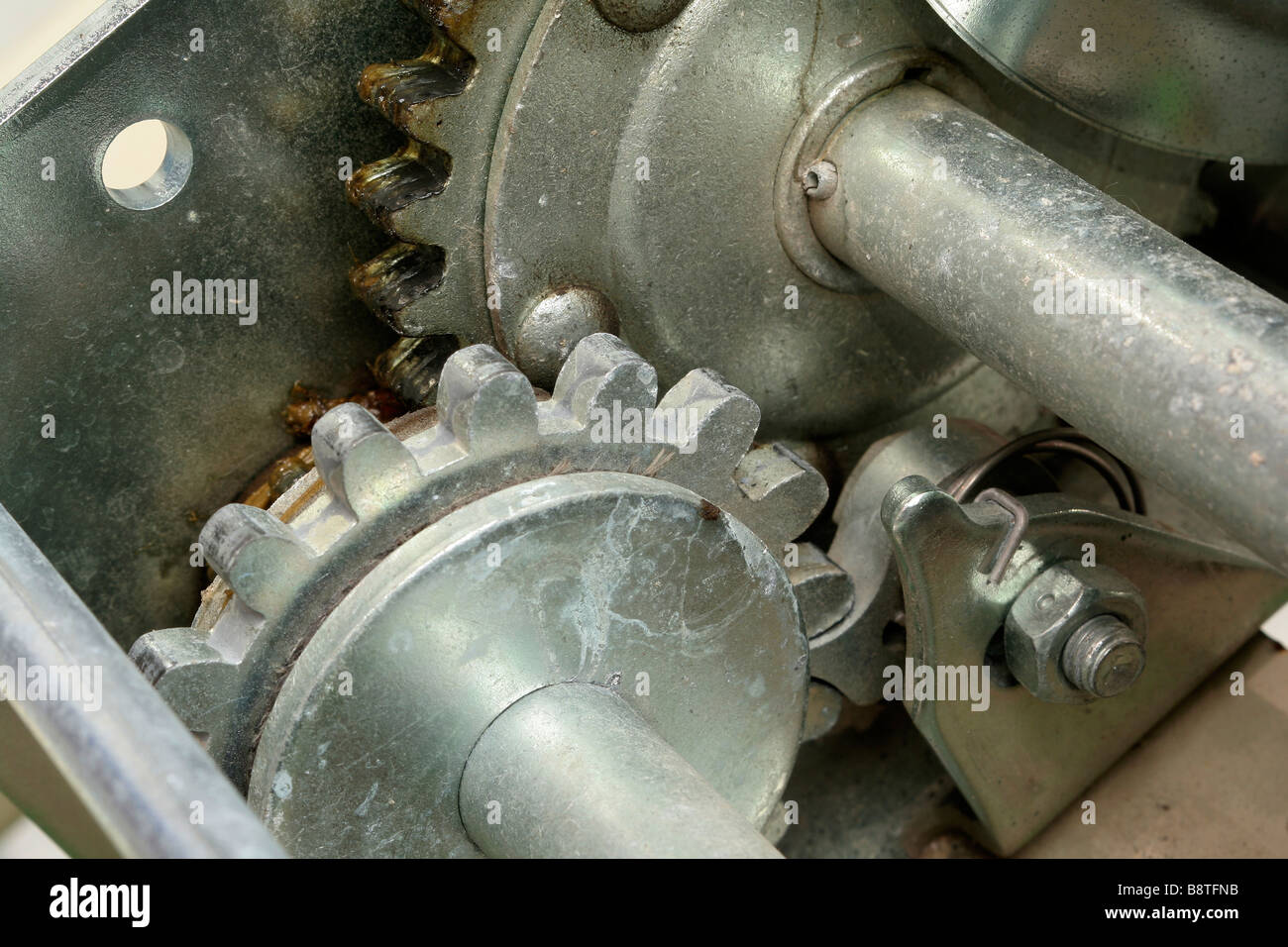 Gear train and ratchet in winch Stock Photo Alamy
