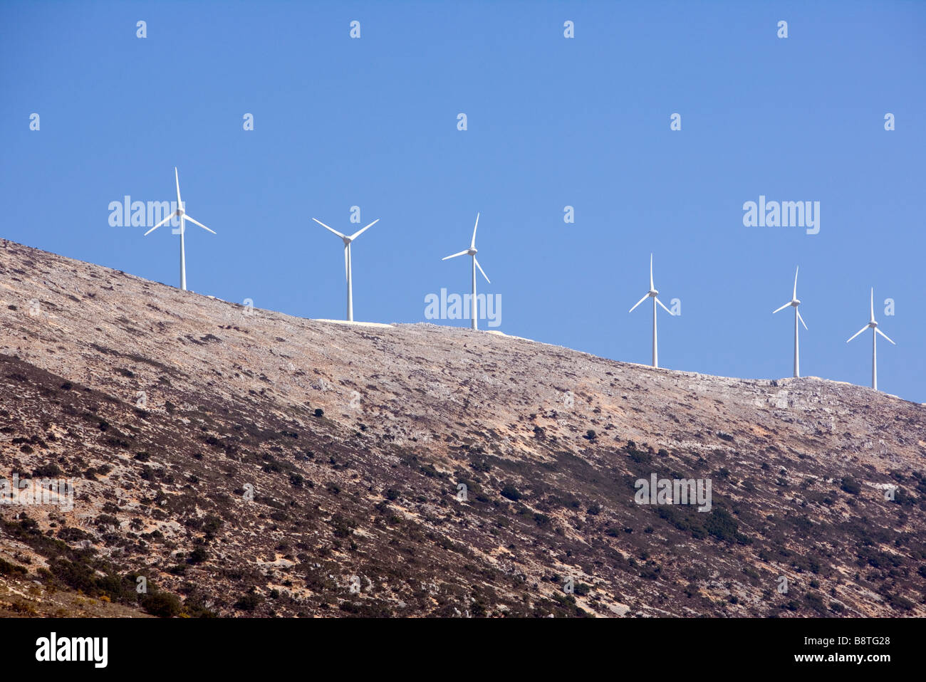 Wind farm Dilinata Kefalonia Greece Stock Photo