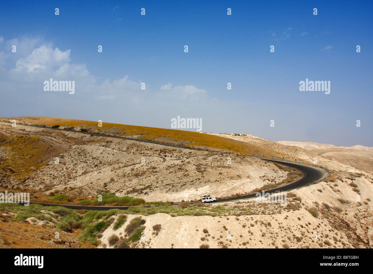 Israel Judea Desert landscape winding road Stock Photo
