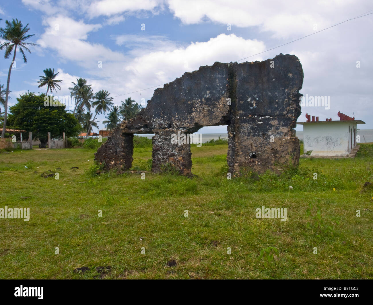 The remnants of 17th century jesuit church in Joanes, Marajo island in the Amazon  Para state, Brazil. Stock Photo