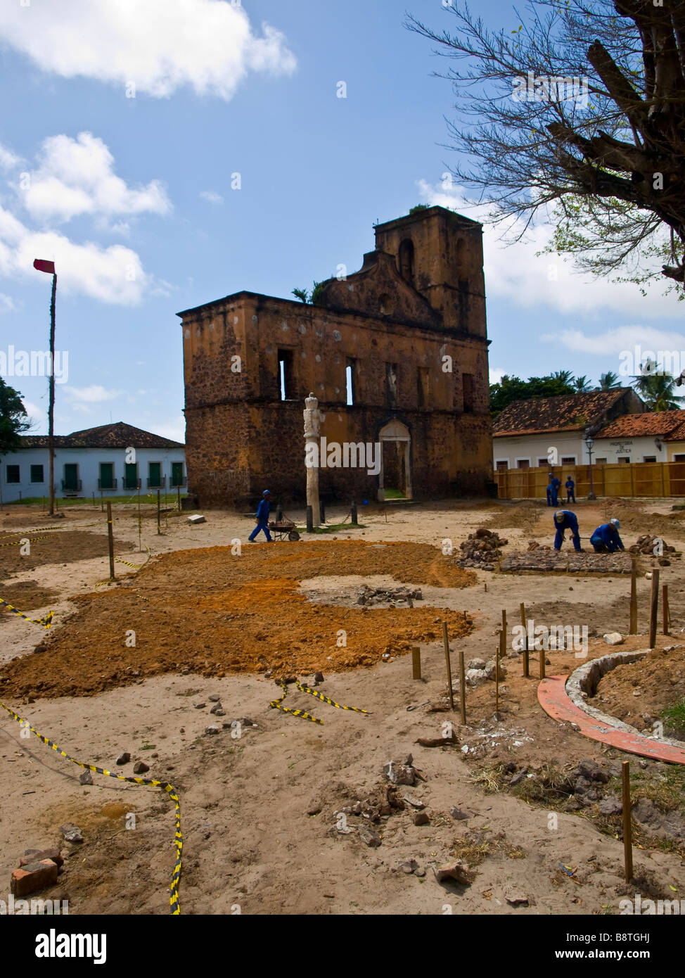 Renovation of the Pelourinho whipping post in the historical town of Alcântara, Maranhão state, Brazil Stock Photo