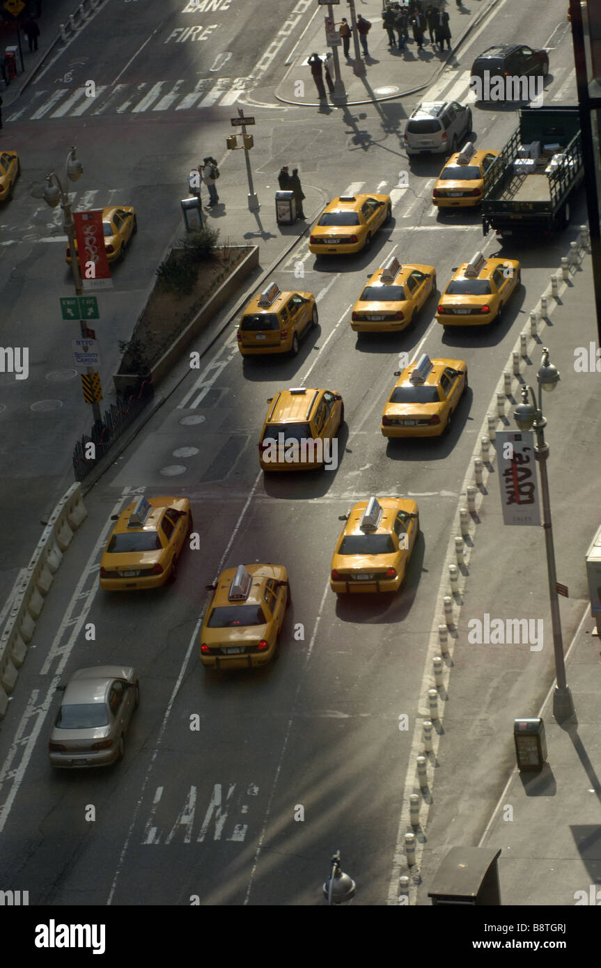Traffic is seen traveling down Broadway in Times Square in New York Stock Photo