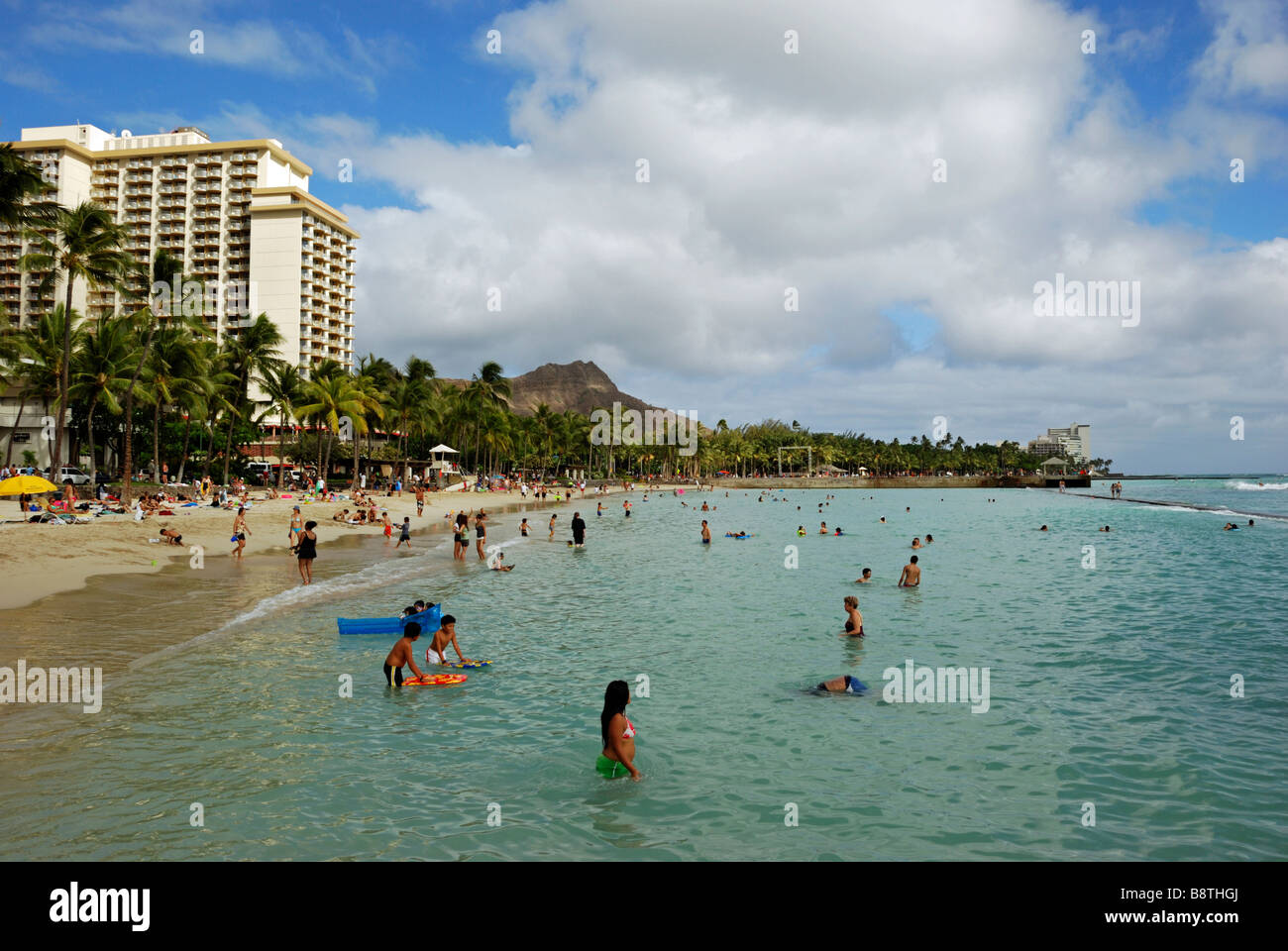 Waikiki Beach, Honolulu, Oahu, Hawaii Stock Photo