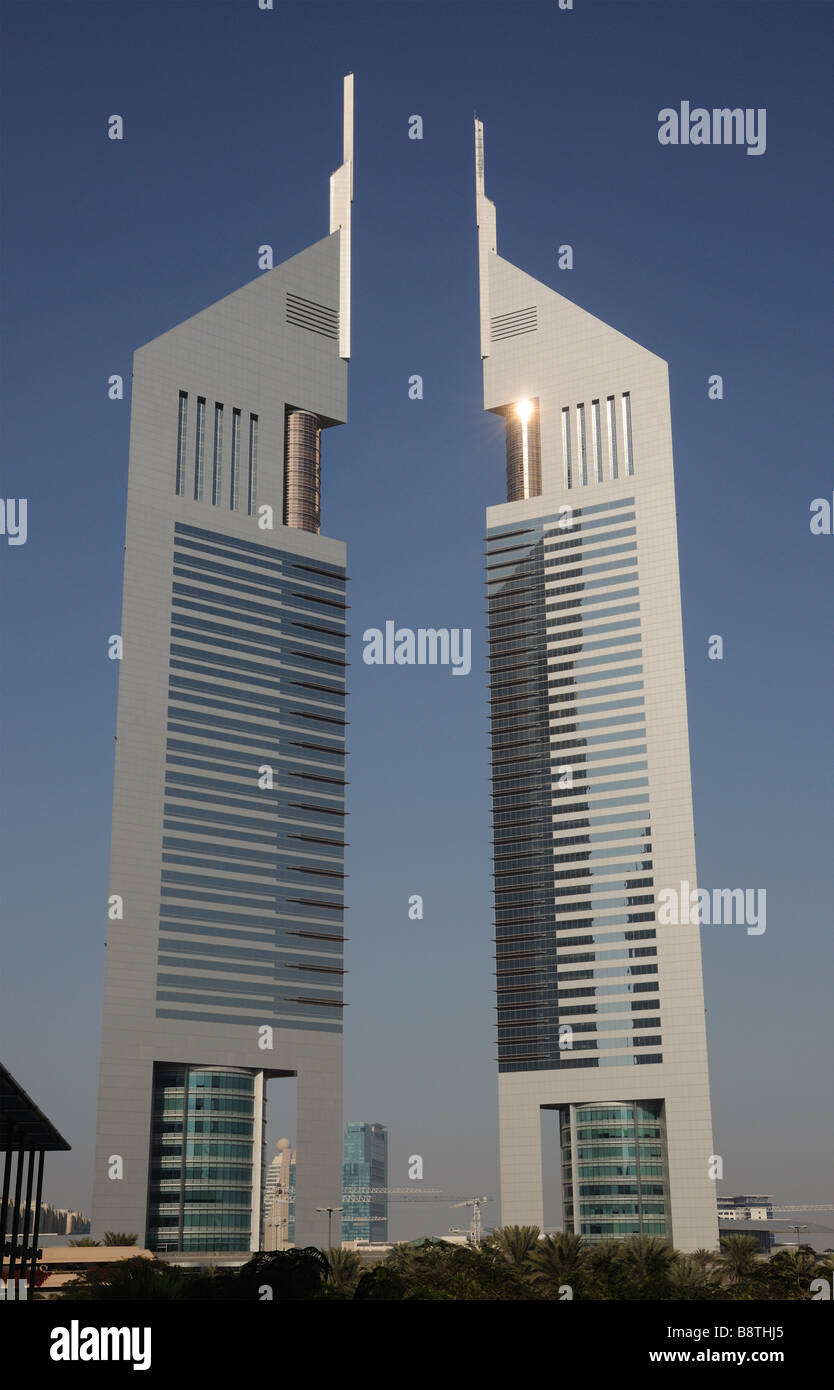 Emirates Towers in Dubai, United Arab Emirates Stock Photo