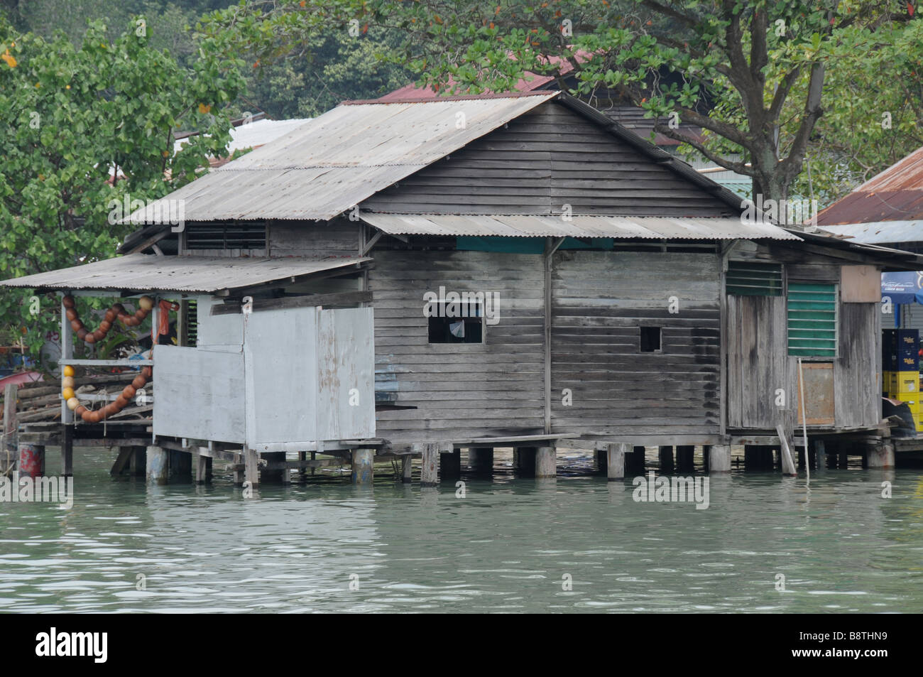 Stilt house near the landing jetty at Ubin Village, Pulau Ubin, Singapore. Stock Photo
