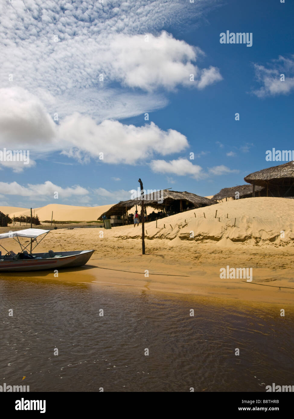 a little settlement on the Rio Preguiças, Lençois Maranhenses, northeastern Brazil. Stock Photo