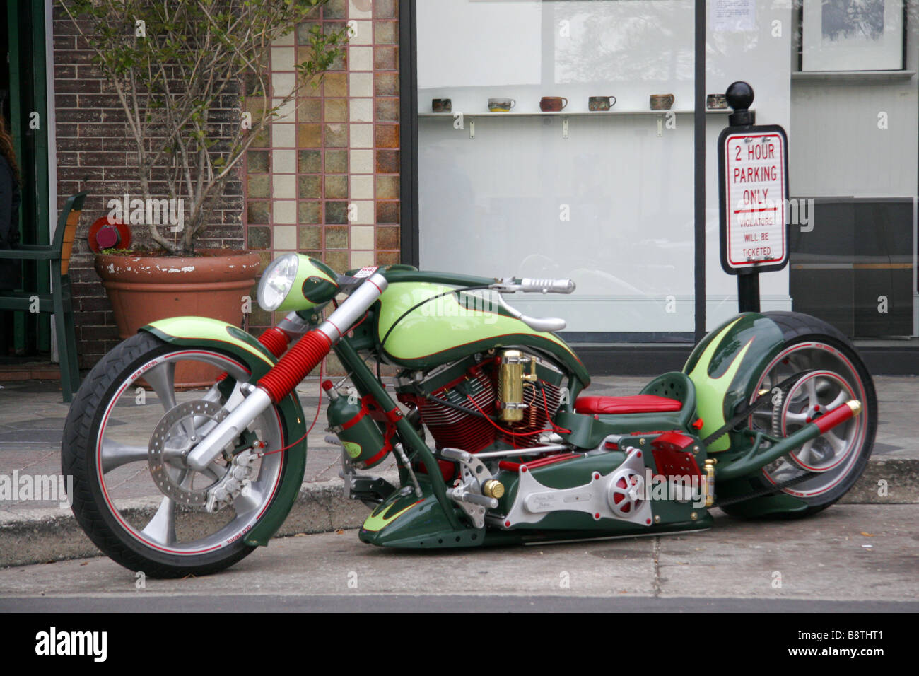 Lowrider motorcycle parked in Ybor City Tampa Florida USA Stock Photo
