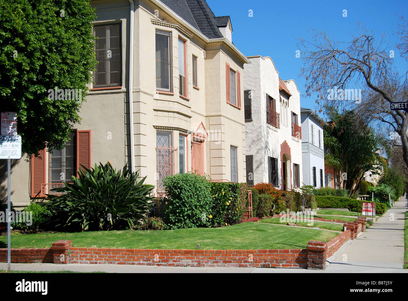 Residential Street, Beverly Hills, Los Angeles, California, United States of America Stock Photo
