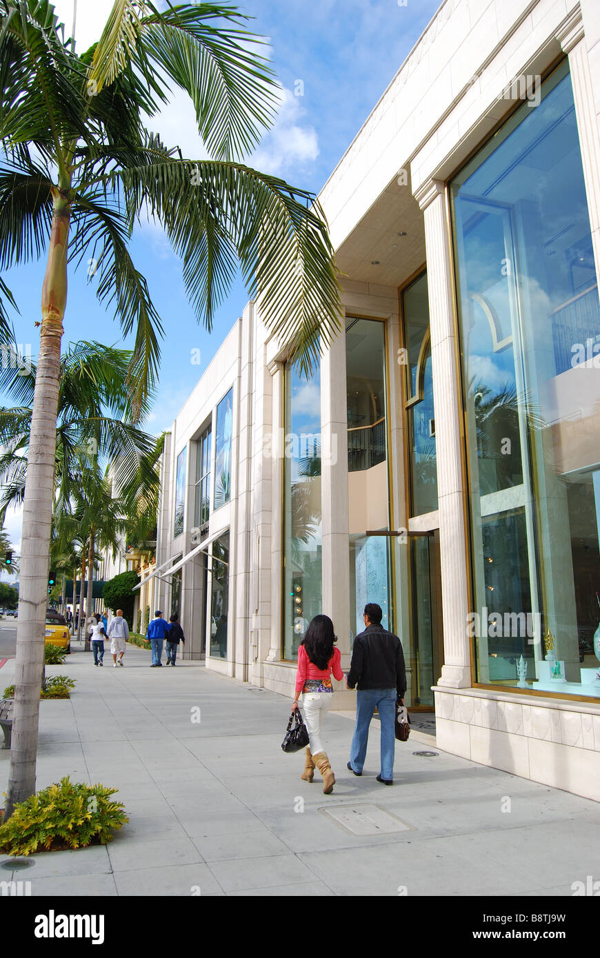 Street scene, N.Rodeo Drive, Beverly Hills, Los Angeles, California, United States of America Stock Photo