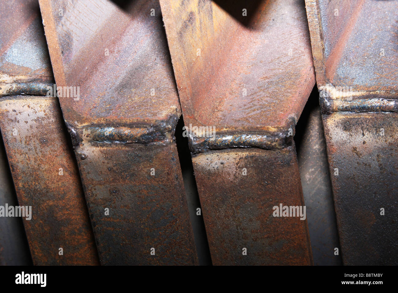 Welded joints on steel angles Stock Photo Alamy
