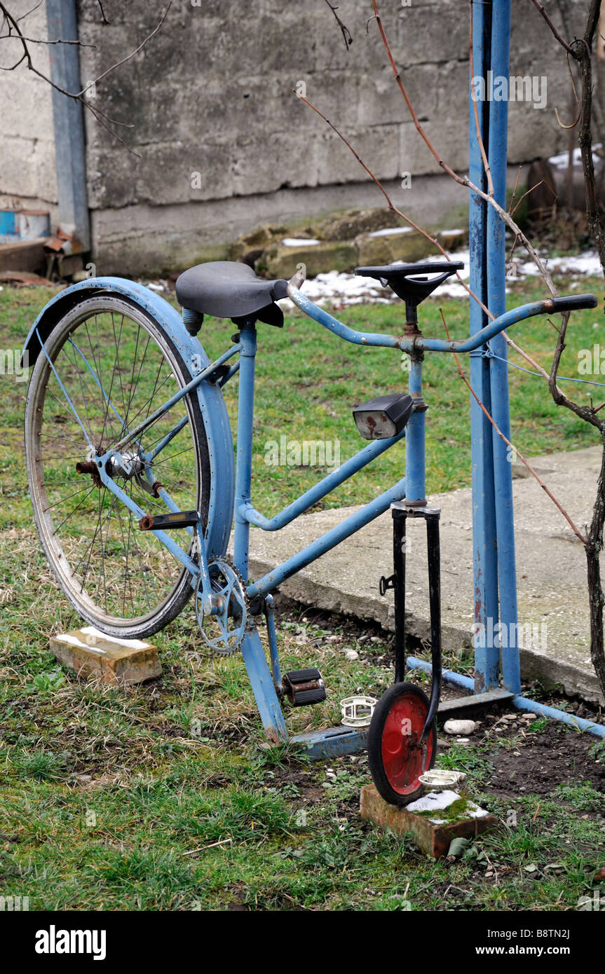 childs bicycle made up of bits and pieces of old bikes put together home made custom built build