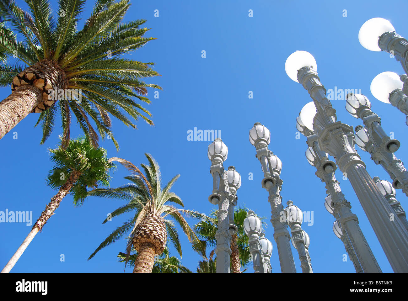 'Urban Light' sculpture, Los Angeles County Museum of Art, Wilshire Boulevard, Los Angeles, California, United States of America Stock Photo