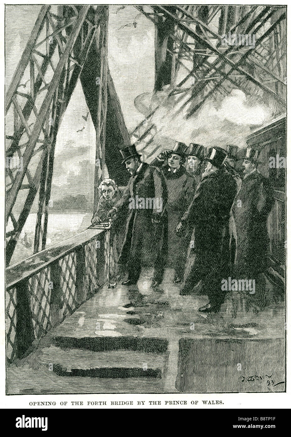 opening forth bridge Prince of wales 1890 King Edward VII Stock Photo
