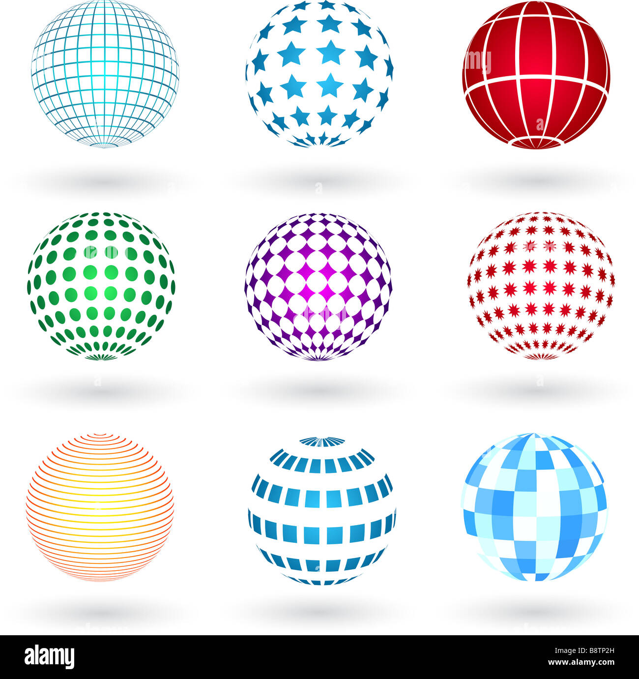 Spheres with various designs Stock Photo